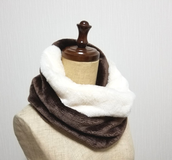 表情變化 ☆ Bicolor Snood Ivory x Dark Brown 第3張的照片