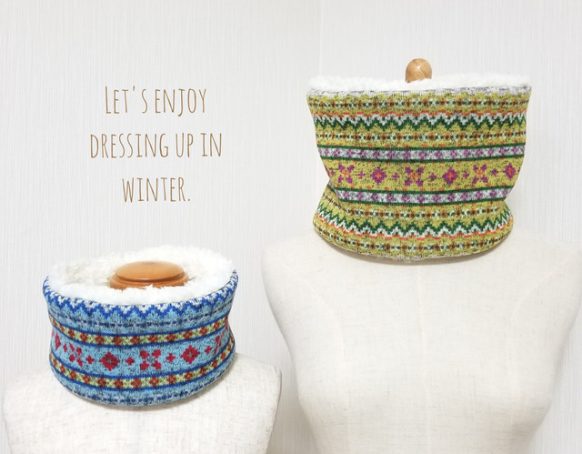 親子でおそろいペアセット♡ジャガードニット♡ノルディック柄のネックウォーマー♡