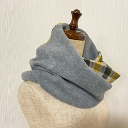 ♡ 羊毛混紡，柔軟輕盈的圍巾 ♡ 不同材質 ♡ 格紋 x 灰色 第4張的照片