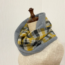 ♡ 羊毛混紡，柔軟輕盈的圍巾 ♡ 不同材質 ♡ 格紋 x 灰色 第5張的照片