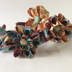 Kanzashi fabric flower headband hair accessories（つまみ細工） 1枚目の画像