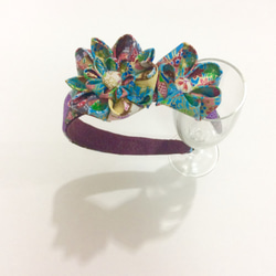 Kanzashi fabric flower headband hair accessories（つまみ細工） 2枚目の画像