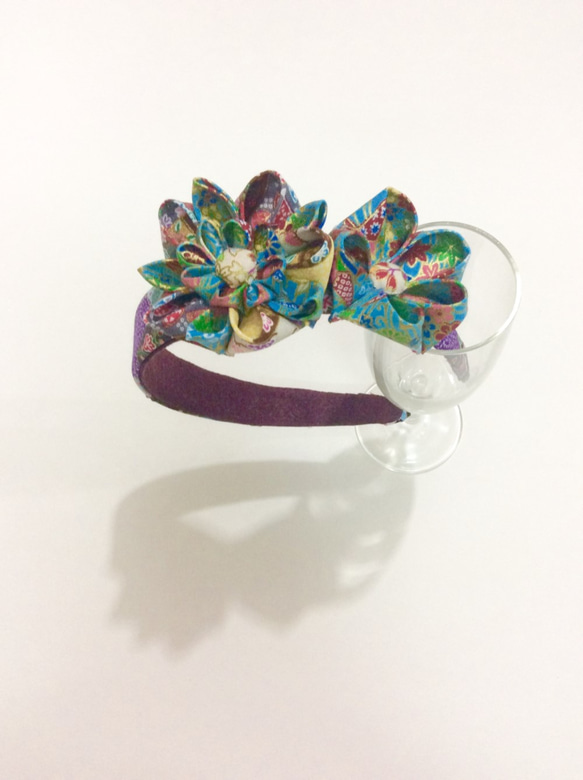 Kanzashi fabric flower headband hair accessories（つまみ細工） 2枚目の画像