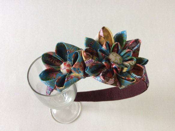 Kanzashi fabric flower headband hair accessories（つまみ細工） 3枚目の画像