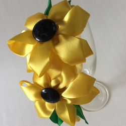 Kanzashi yellow ribbon flower headband hair accessories 3枚目の画像