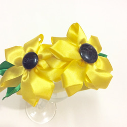 Kanzashi yellow ribbon flower headband hair accessories 4枚目の画像