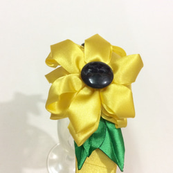 Kanzashi yellow ribbon flower headband hair accessories 6枚目の画像