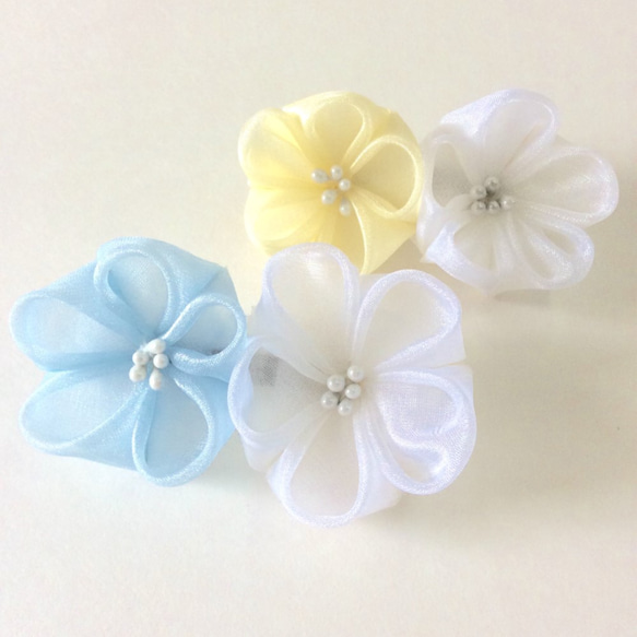 Kanzashi organza flower hair clip hair pin hair accessories 1枚目の画像