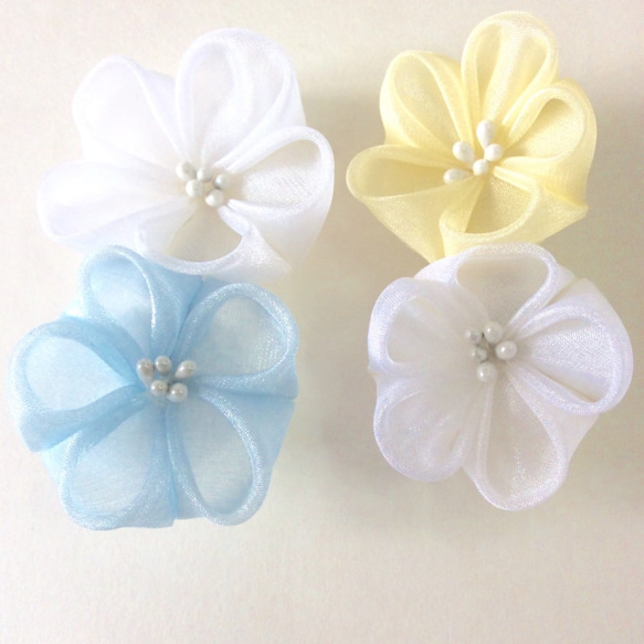 Kanzashi organza flower hair clip hair pin hair accessories 2枚目の画像