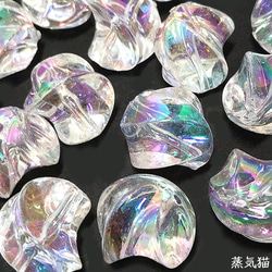 【大きめ】ひねりビーズ 21mm オーロラ 10個【虹色 ピアス イヤリング ハンドメイド用アクセサリーパーツ素材】 3枚目の画像