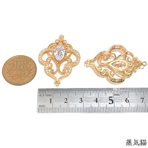 【大きめ】しずく豪華ジルコニアチャーム 2個【雫 ピアス イヤリング ジルコニア ハンドメイド用アクセサリーパーツ素材】 8枚目の画像