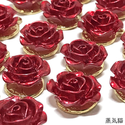 赤い薔薇チャーム 6個【バラの花 ピアス ハンドメイド用アクセサリーパーツ素材】 3枚目の画像