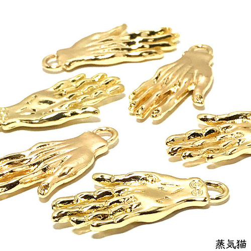 魔術師の怪しげな手チャーム ゴールド 6個【謎刻印 数字 手ピアス