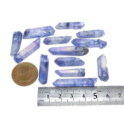 【通し穴付】天然水晶ポイント原石・欠片 ブルーオーロラ 20g【蒼水晶】 3枚目の画像