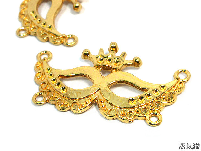 怪しげな仮面のコネクターチャーム ゴールド 5個【ハロウィン