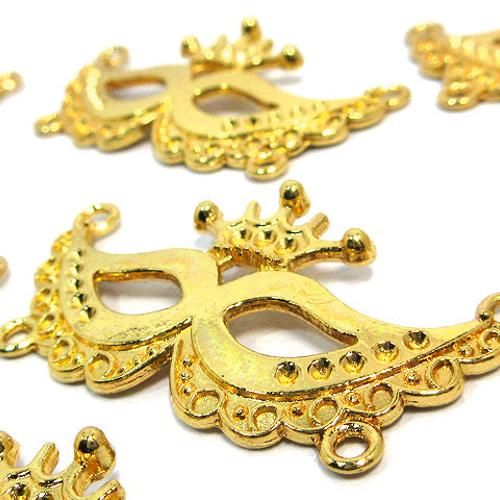 怪しげな仮面のコネクターチャーム ゴールド 5個【ハロウィン