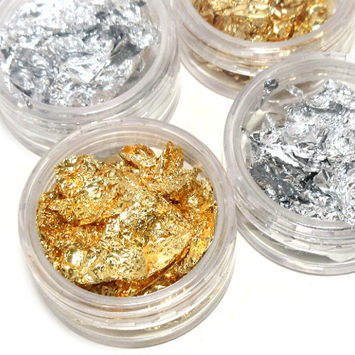 金箔・銀箔調ホイルパーツ 4個【レジン ネイル ヘアアレンジ