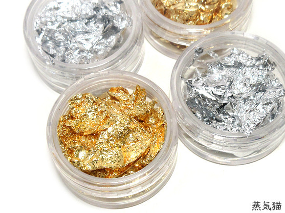 金箔・銀箔調ホイルパーツ 4個【レジン ネイル ヘアアレンジ