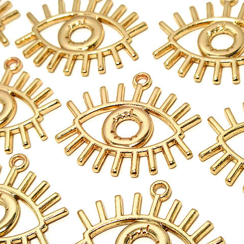 ぱっちりお目目のチャーム ゴールド 4個【目玉 ハロウィン ピアス  