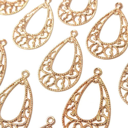 透かし雫チャーム ゴールド 10個【雫 ピアス イヤリング ハンドメイド