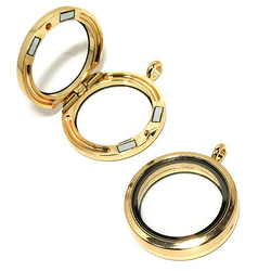 マグネット開閉式】ショーケースチャーム30mm ゴールド1個【ガラス