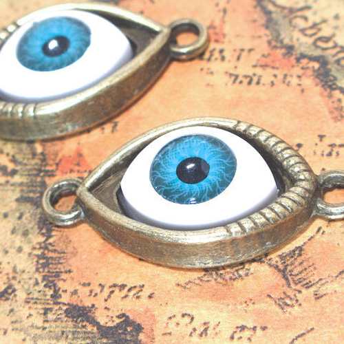 青い目玉チャーム 金古美5個【ハロウィン ホラー ファンタジー