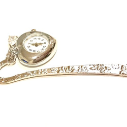 栞 シルバー ハートの時計とジルコニアのブックマーク☆petite Lila☆ 2枚目の画像
