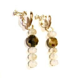 ゴールドプレートとキラキラグラスイヤリング♬ゴールド☆petite Lila☆ 2枚目の画像