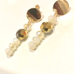 ゴールドプレートとキラキラグラスイヤリング♬ゴールド☆petite Lila☆ 5枚目の画像