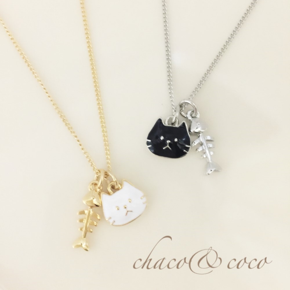 かぼっちゃん　作家作品ビーズねこネックレス ネックレス ナイフを咥える 黒猫 ネコちゃん 猫 キャット CAT 首