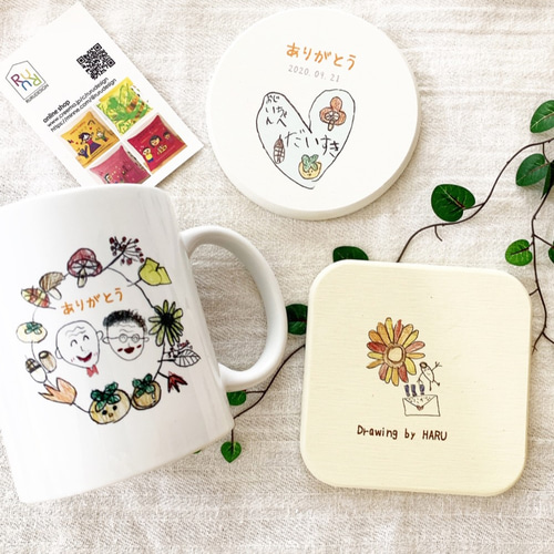 ☆子供の絵で作った :マグカップ＆珪藻土コースターSET☆ マグカップ