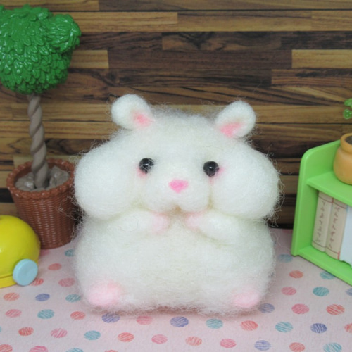 373 ゴールデンハムスター 羊毛フェルト ハムスター 白 羊毛フェルト