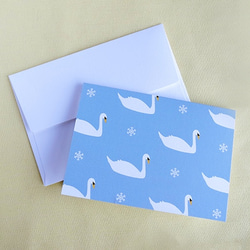 メッセージカード〈北欧・冬〉　キャンドル＆白鳥 3枚目の画像