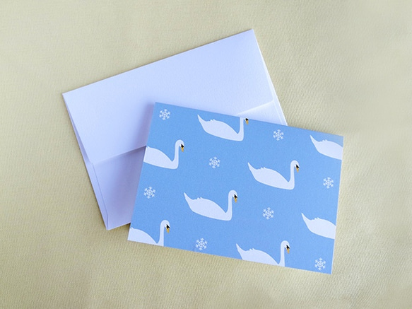メッセージカード〈北欧・冬〉　キャンドル＆白鳥 3枚目の画像