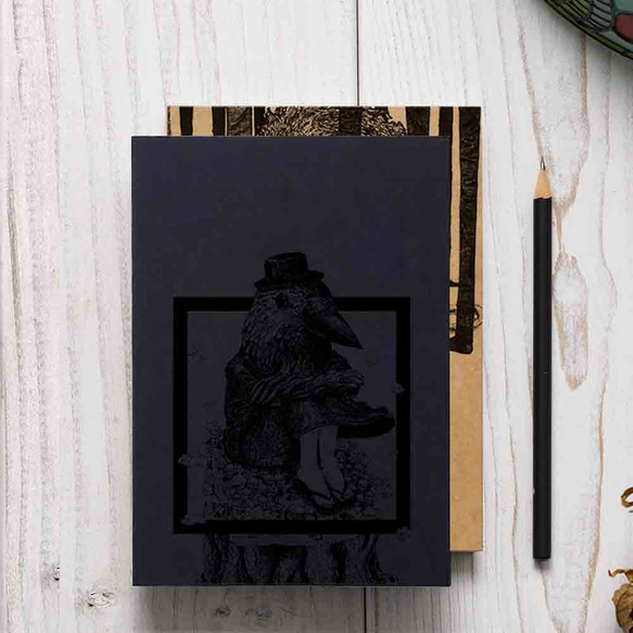 │前のインドのアーティストXの夜はシリーズ│-深い黒空白のノートブックを引っ張ります 1枚目の画像
