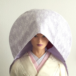 神前式　洋髪用の綿帽子 花嫁用 綿帽子 洋髪用 かつら用 縮緬 白ちりめん わたぼうし