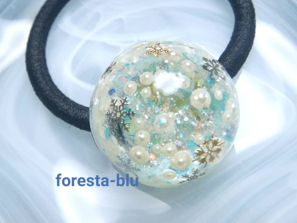 新作☆レジンヘアゴム　冬支度 再販3♪雪・スノードーム❄冬ヘアゴム【X'mas・レジン】 ヘアゴム