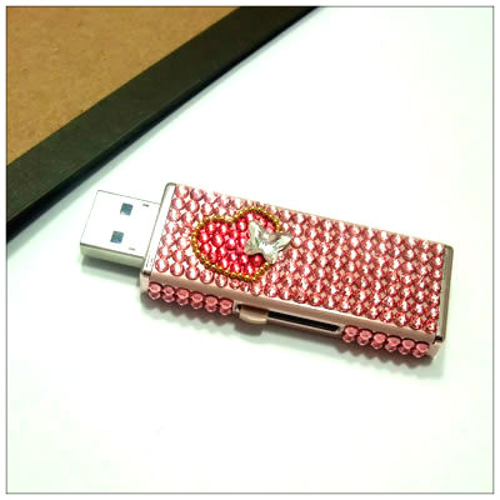 USBメモリー(8MB）デコ＜スワロフスキー使用＞ その他雑貨 deco chan
