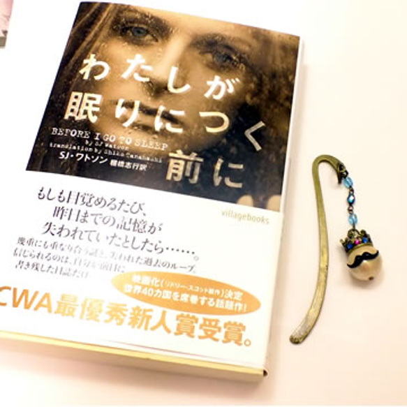 ＊コットンパールとひげのブックマーカー／手帳マーカー＊ 3枚目の画像