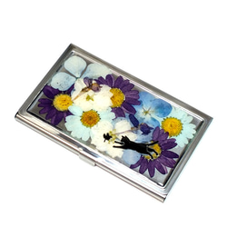 ブルーの押し花のカードケース（名刺入れ） 1枚目の画像