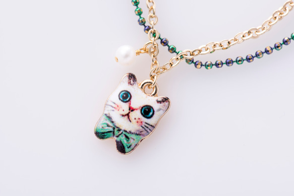 猫に真珠なチェーンブレスレット＊全６種 9枚目の画像