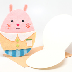ピンクのウサギ不織布カード 2枚目の画像