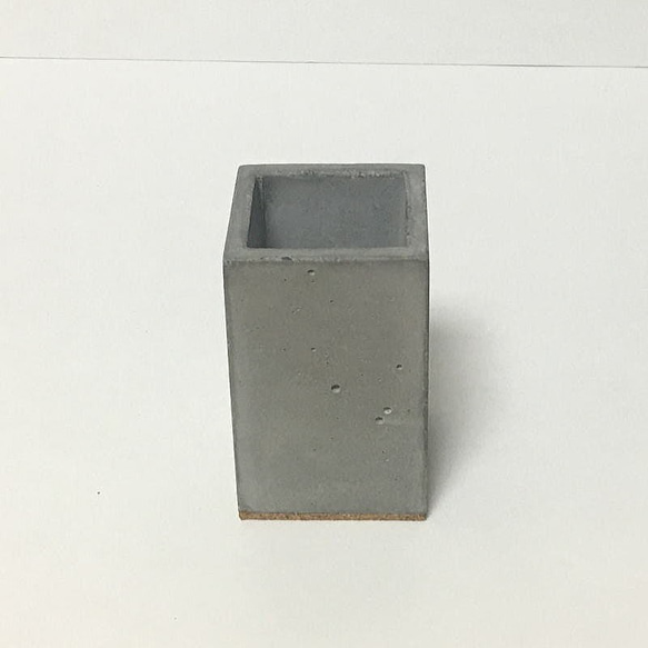 ペン立てシングルボックス コンクリート製　-コンクリート/モルタル/セメント雑貨- 2枚目の画像