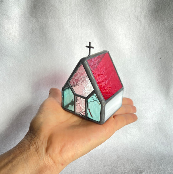 『Iglesia　Christmas』小さな教会　キャンドルホルダー・ステンドグラス 9枚目の画像