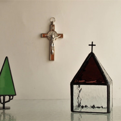教会へ[Ⅰ]　＜ローズ＞：キャンドルホルダー（LEDキャンドル専用）・ステンドグラス 6枚目の画像