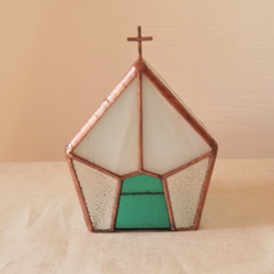 　[Ｄｏｍｕｓ：エメラルドグリーン](LEDキャンドル付き） キャンドルホルダー・教会・ステンドグラス 7枚目の画像