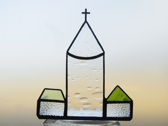 ［ワインのある街：マスカット］キャンドルホルダー・教会・ステンドグラス 1枚目の画像