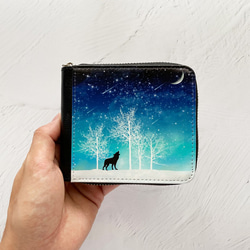 全8種 冬の星空 二つ折り財布(ファスナータイプ) / コンパクト財布 星 月 2枚目の画像