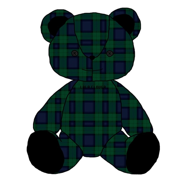 童裝/格子（綠色）毛絨熊T卹（兒童）熊 第2張的照片