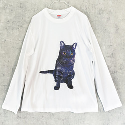 GALAXY CAT ロングTシャツ / ロンT カットソー 猫 宇宙 星 ねこ ネコ 2枚目の画像